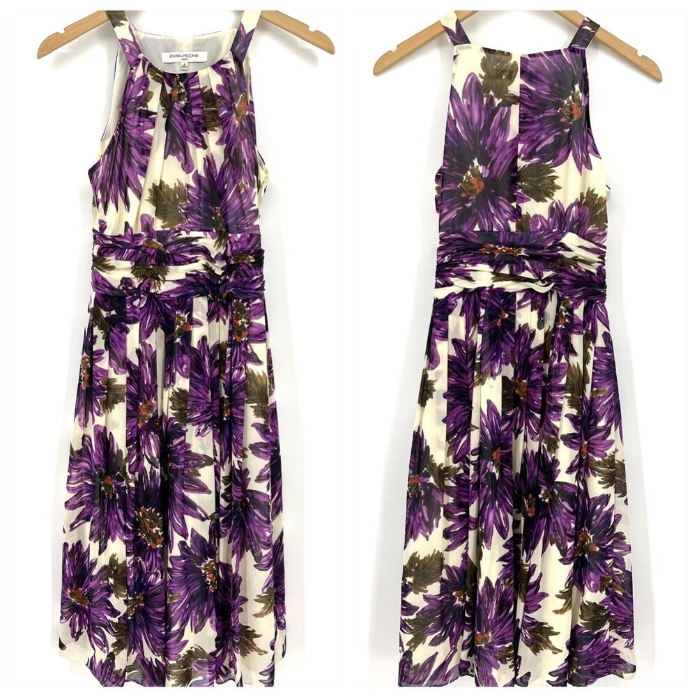 Evan Picone Purple Halter Summer Dress Size 4